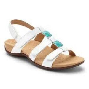 Vionic Amber White Patent Leather Slide Sandals Sz 9